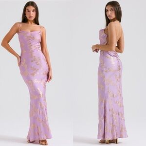 House of CB CAPRIANA jacquard satin gown